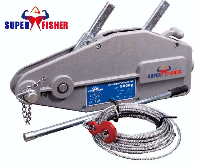 Heavy Duty Manual Wire Rope Puller Hand Winch Pulley Crane Pulling Hoist Trifor Lever Sling Type Aluminum Housing with Cable