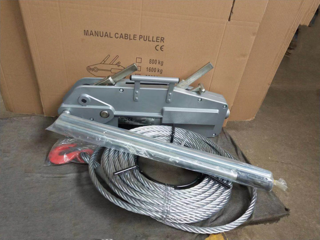 Heavy Duty Manual Wire Rope Puller Hand Winch Pulley Crane Pulling Hoist Trifor Lever Sling Type Aluminum Housing with Cable