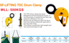 Heavy Load Tdc Type Pipe Drum Clamp Lifter Grabs for Lifting Equipment Capacity 500kgs