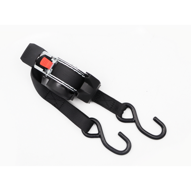 700KG Automatic Retractable Ratchet Tie Down Cargo Lashing Belt with Black Plastic S Hook