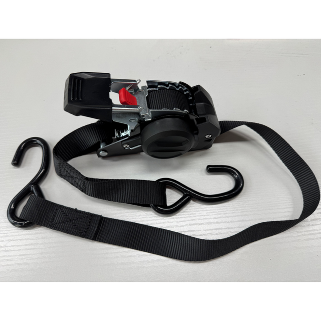 700KG Automatic Retractable Ratchet Tie Down Cargo Lashing Belt with Black Plastic S Hook