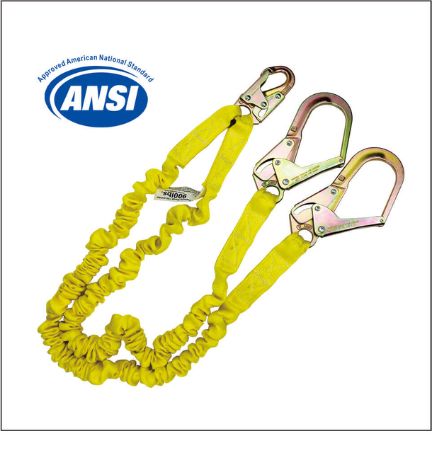 ELASTIC DOUBLE LANYARD WITH ANSI Z359.13-2013