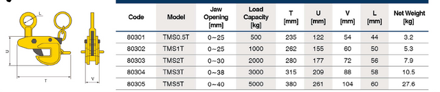 TMS Horizontal plate clamp with safety lock
