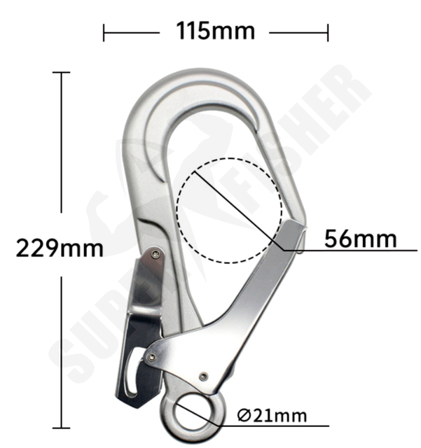Oversize Opening 110mm Factory Fall Protector Arrest Safety Harness Lanyard Aluminium Snap Hook Carabiner /Karabiner