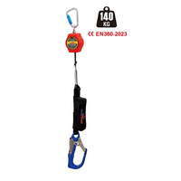 New En360-2023 CE Certificate Energy Absorber Type Retractable Fall Arrester with Aluminum Swivel Hook
