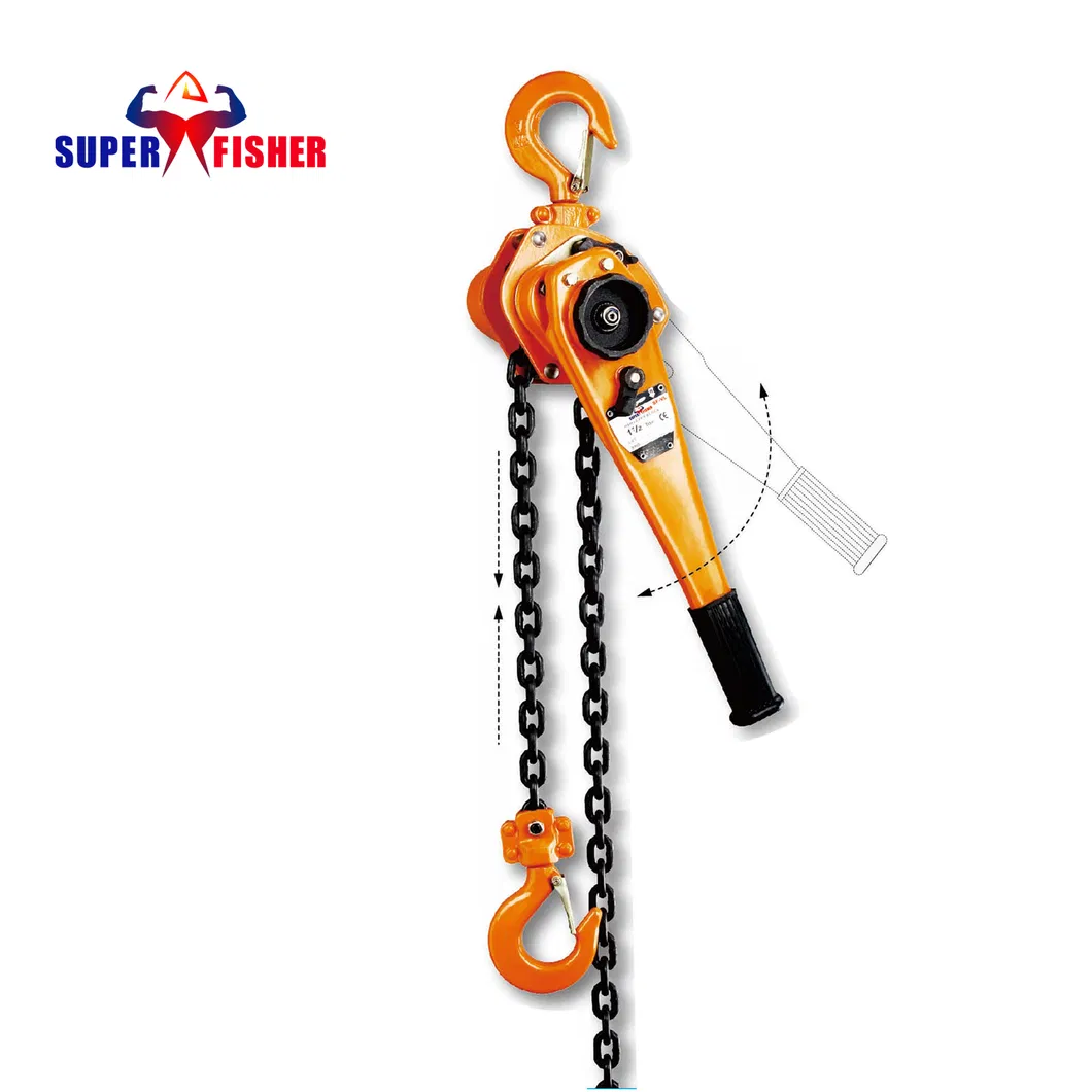 Compact manual lever hoist with G80 load chain and reinforced hook for heavy-duty construction lifting