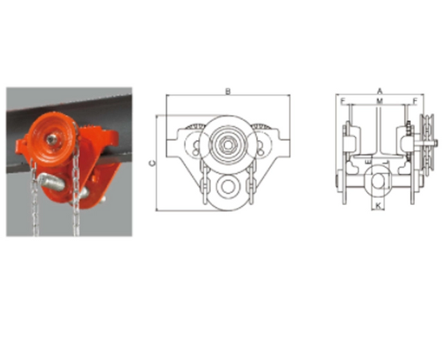 ATG Series 0.5t Manual Hand Chain Trolley for Hoist Loads