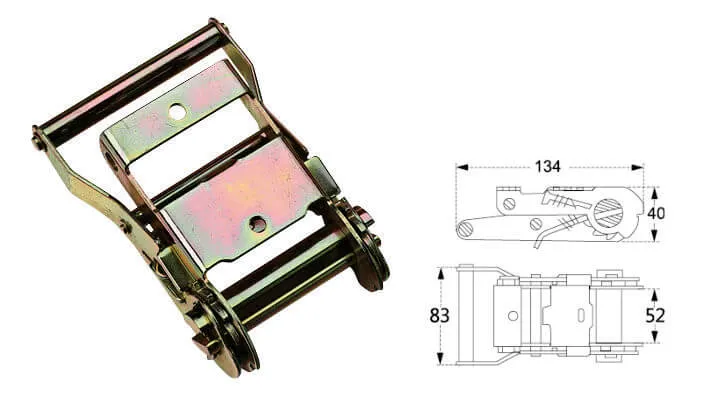 Heavy-duty steel ratchet mechanism with ergonomic handle for cargo lashing